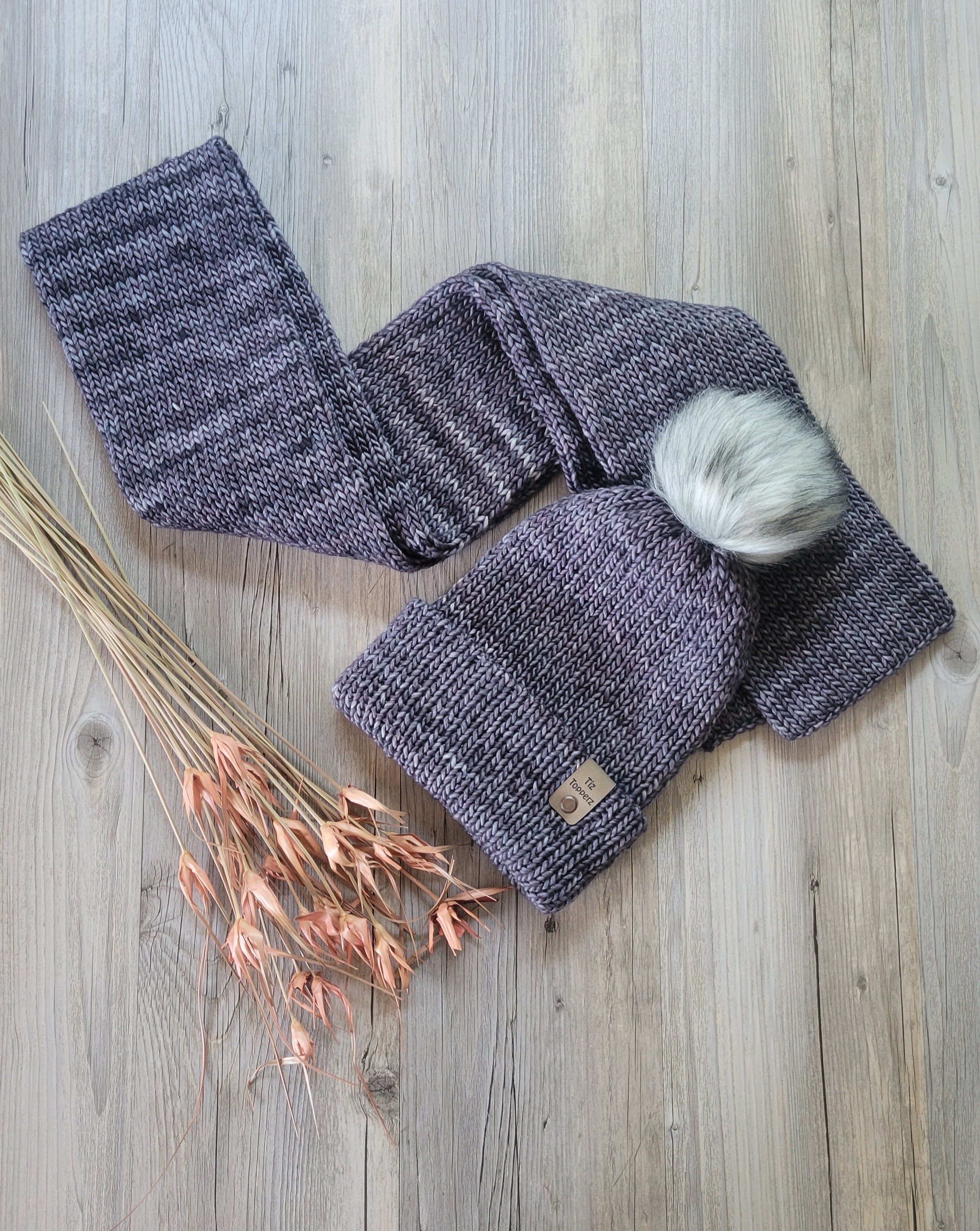 Matching Alpaca Hat, Scarf, and Mitten Set Medium / Dark Gray