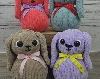 Knit Bunny, Handmade Knit Bunny Plush, Stuffed Bunny