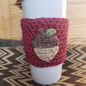 Absorbent Crochet Acorn Fall Cup Cozy