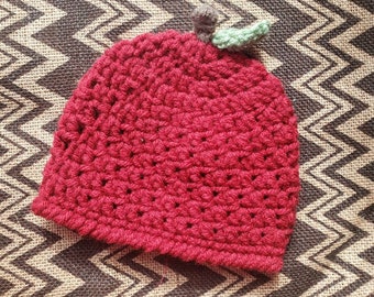 Gehaakte Baby Apple Hat - Fall Baby Aankondiging Hoed- Apple of My Eye Photo Prop