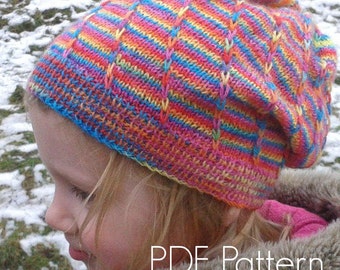 Banded Loom Hat PDF Knitting Pattern