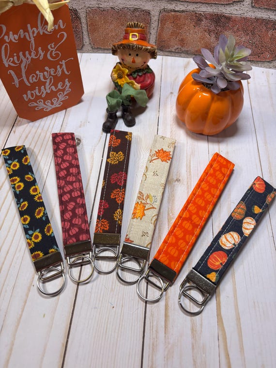 Fall Keychain, Halloween Keychain, Thanksgiving Keychain, Fall Gift, Ice Coffee Keychain, Fall Wristlet, Fall Keyfob, Wristlet, Keychain