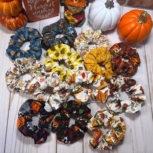 Fall Scrunchies, Autumn Scrunchies, Scrunchies, Hair Ties, Thanksgiving Scrunchies, Thanksgiving Hair Ties, Gift for her