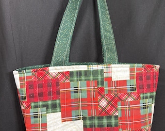 Quilted Christmas Tote Bag, Handmade Tote Bag, Quilted Tote Bag, Christmas Bag, Christmas Gift, Holiday Bag, Gift for her