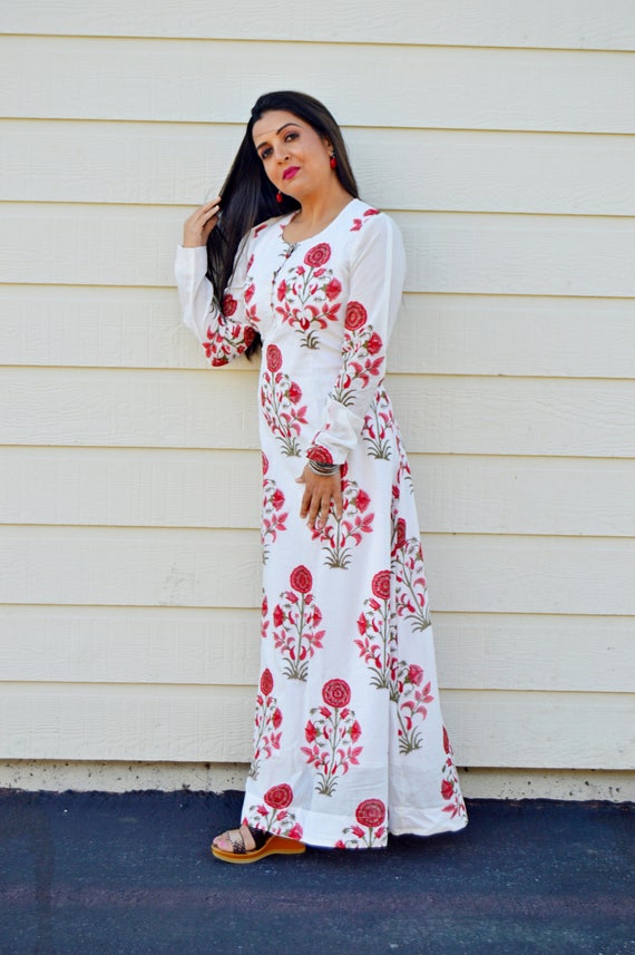 red floral maxi