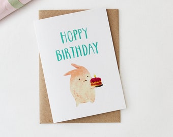 Bunny Happy 'Hoppy Birthday Card' | Illustrated Greeting Card