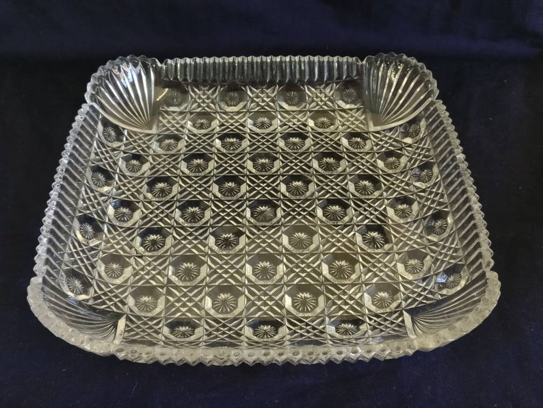 Mikasa Georgian Cut Square Lead Crystal Hostess Platter Hoya Etsy
