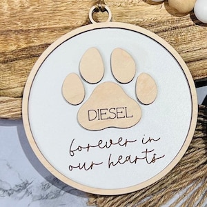 Memorial Pet Ornament, Personalized Pet Keepsake, Forever Loved Ornament, Forever in Our Hearts, Custom Pet Memorial Christmas Ornament,
