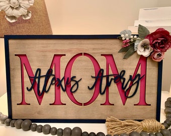 MOM's Mother's Day Sign with frame SVG, Glowforge Cut file, Instant download, Laser cut file for Glowforge