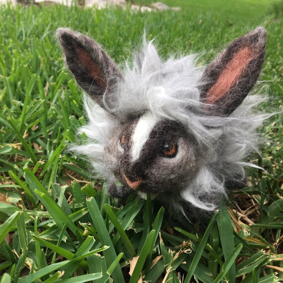 Ooak Needle Felted Fluffy Long Angora Haired Bunny Rabbit Etsy