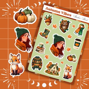 Foglio di adesivi Autumn Vibes, fogli di adesivi, fogli di adesivi per planner, adesivi per planner, adesivi autunnali, adesivi per diario, adesivi autunnali
