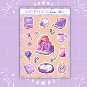 Study Time Sticker Sheet, Sticker Sheets, Planner Sticker Sheets ...