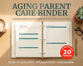 Aging Parent Care Binder, Emergency Caregiver Kit, First 72 Hours Checklist (Bilingual EN/ES)