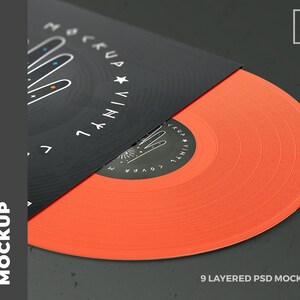 Vinyl Album Mockup, 9 PSD Files with Smart Objects and Filters