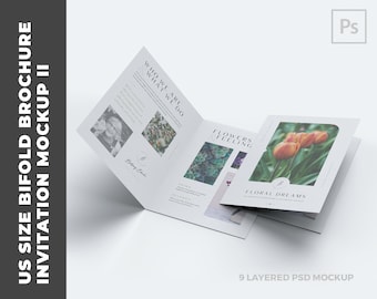 US Size Bifold Brochure Invitation MockUp 2