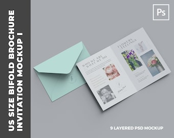 US Size Bifold Brochure Invitation MockUp 1
