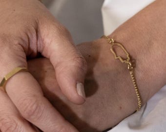 14k Solid Gold Hamsa Bracelet, Gift for her Hand made