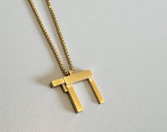 Handmade Geometric Chai Pendant, Jewish Necklace, Sterling Silver or Gold