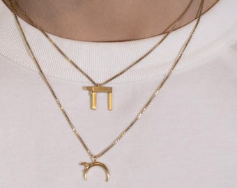 Small Chai Pendant with moon style shape, Jewish gifts