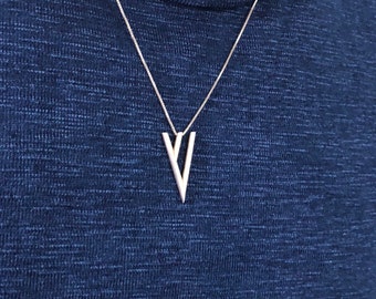 Sterling Silver Mezuzah Necklace, shin letter necklace, hebrew letter pendant, jewish gift, holly land gift,