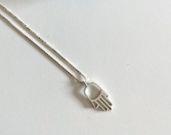 Small Hamsa hand necklace, Fatima hand necklace, 925 silver necklace, Hamsa necklace, Evil eye necklace, Luck necklace, Good luck necklace