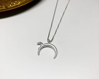 Small Chai Pendant with moon style shape, Jewish gifts
