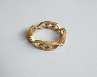 14k Solid Gold Lucky Ring with Geometric shapes and matte finish