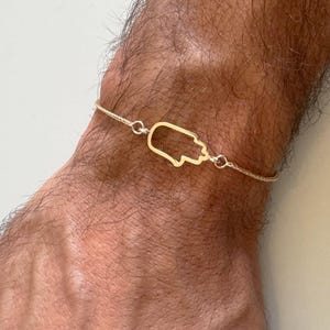 14k gold hamsa, unisex Bracelet, gift for her, hamsa Bracelet, hamsa charm, Solid Gold Bracelet, fatima hand bracelet, Gold Jewelry