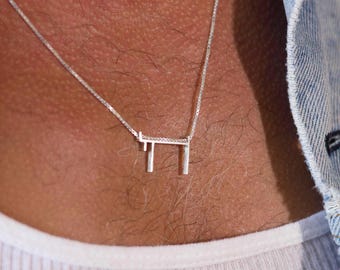 Chai Pendant, Chai charm, Geometric , Sterling Silver Pendant, Jewish gifts, Judaica gift jewelry, Bar mitzvah, Jewish chai, Chai necklace