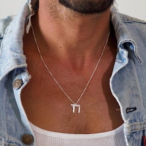 jerusalem Chai Pendant, Chai charm, Geometric, Jewish gifts, Judaica gift jewelry, Bar mitzvah, Jewish chai, Chai necklace, gift for him