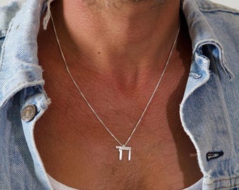 Handmade Jerusalem Chai Pendant, Sterling Silver Jewish Necklace