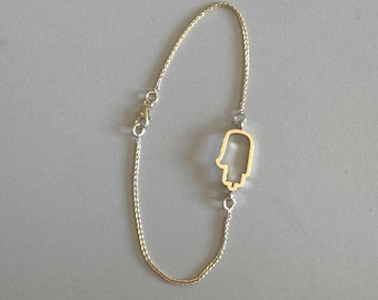 14k solid gold Hamsa bracelet