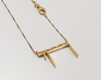 Gold plated chai necklace, chai charm, judaica gift, jewish gift, Chai necklace, judaica necklace, hebrew letter, hebrew chai