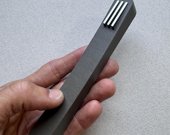 Handmade Dark Grey Mezuzah Case, Minimalist Geometric Judaica