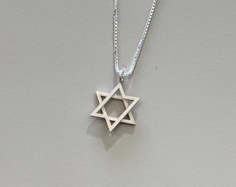 Collar Estrella de David, collar Estrella de David de plata, joyería judía, estrella judía, collar judío, collar con estrella de David, plata serling