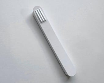 Handmade White Mezuzah Case, Minimalist Geometric Design