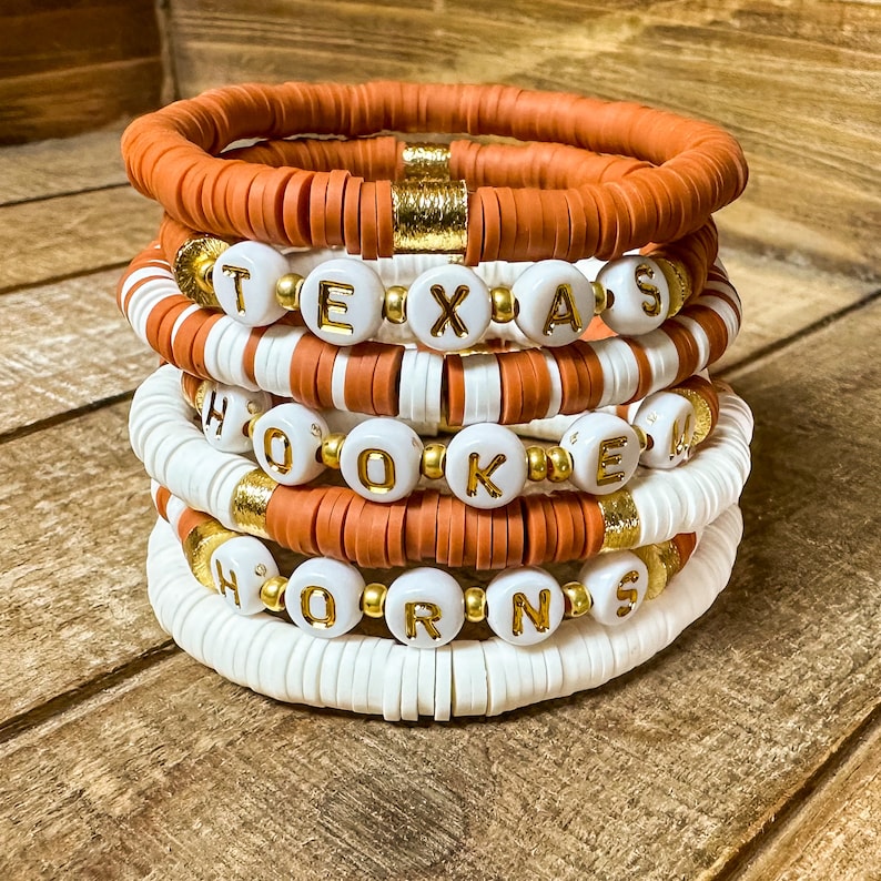 Texas Longhorns Game Day Bracelets Hook em Horns Etsy