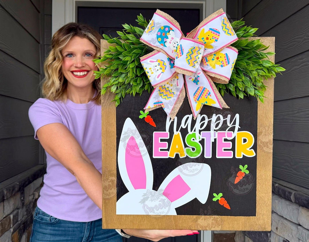 Happy Easter Front Door Decor | Easter Welcome Sign | Happy Easter ...
