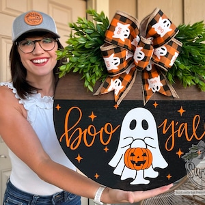 Halloween Front Door Decor | Halloween Wreath | Boo Y'all | Ghost | Halloween Decor | Halloween Door Hanger | Halloween Wreath | Ghost