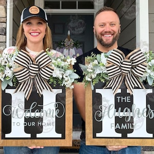 Double Door Front Door Decor | Welcome To Our Home | Double Door Signs | Double Door Wreaths | Double Door Decor | Double Door Hanger