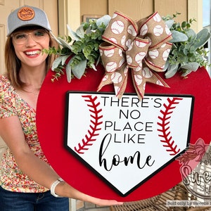 Front Door Decor | Welcome Sign | Baseball | Summer Wreath | Baseball Decor | Baseball Gift | Baseball Door Hanger | Baseball Door Sign
