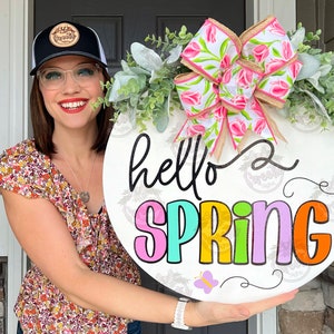 Spring Front Door Decor | Hello Spring Wreath | Spring Wreath | Spring | Spring Front Door Wreath | Spring Door Hanger | Spring Door Wreath
