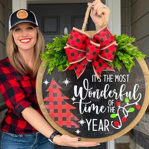 Christmas Front Door Decor | Merry Christmas | Christmas Wreath | Christmas Decor | Christmas Door Hanger | Christmas Door Sign