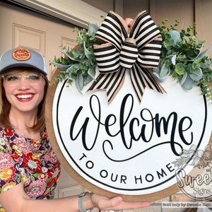 Front Door Decor | Front Door Wreath | Welcome To Our Home | Front Door Sign | Front Door Hanger | Year Round Wreath | Home Decor