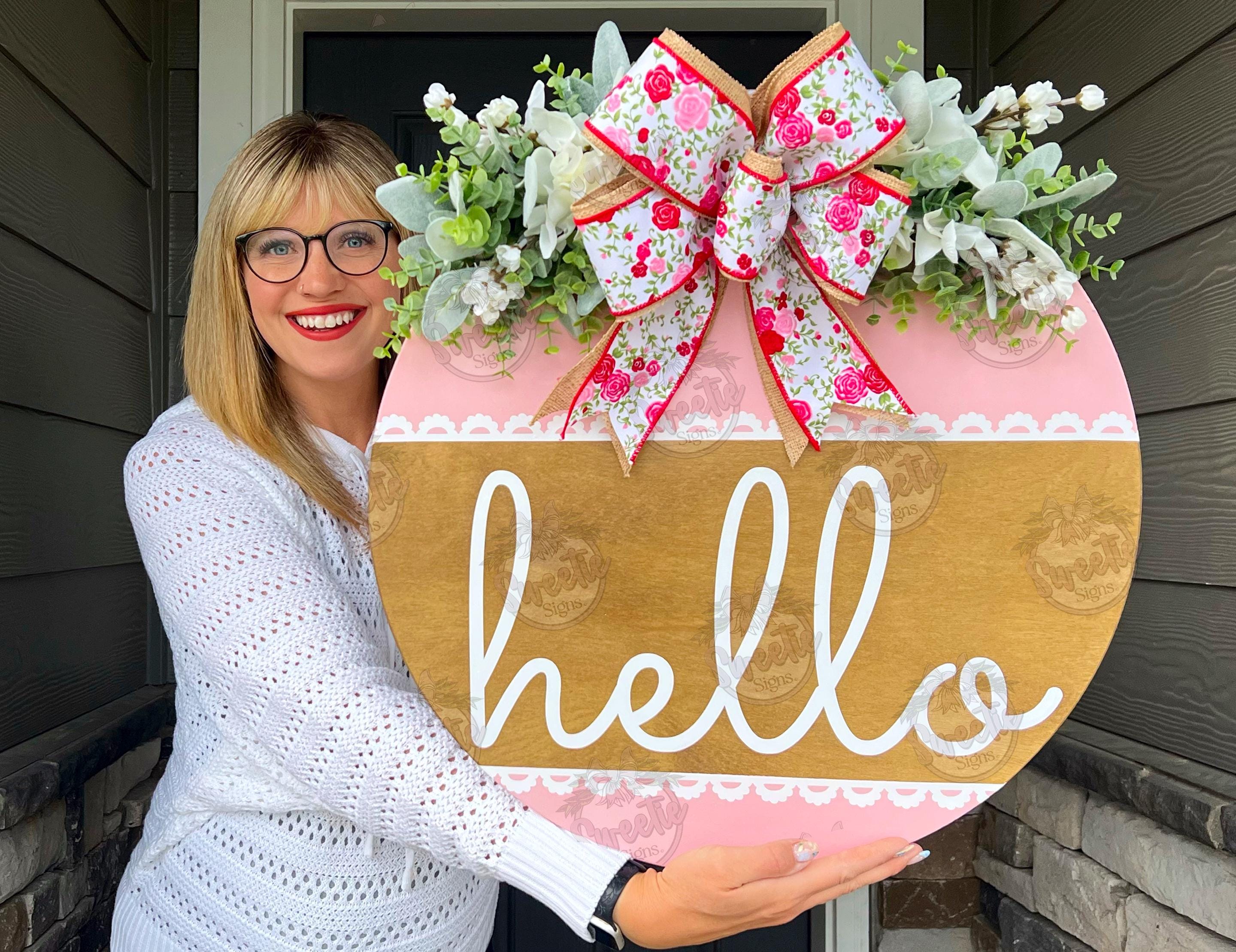 Front Door Decor | Front Door Wreath | Hello Sign | Year Round Wreath | Front Door Sign | Front Door Hanger | Housewarming Gift | Home Decor