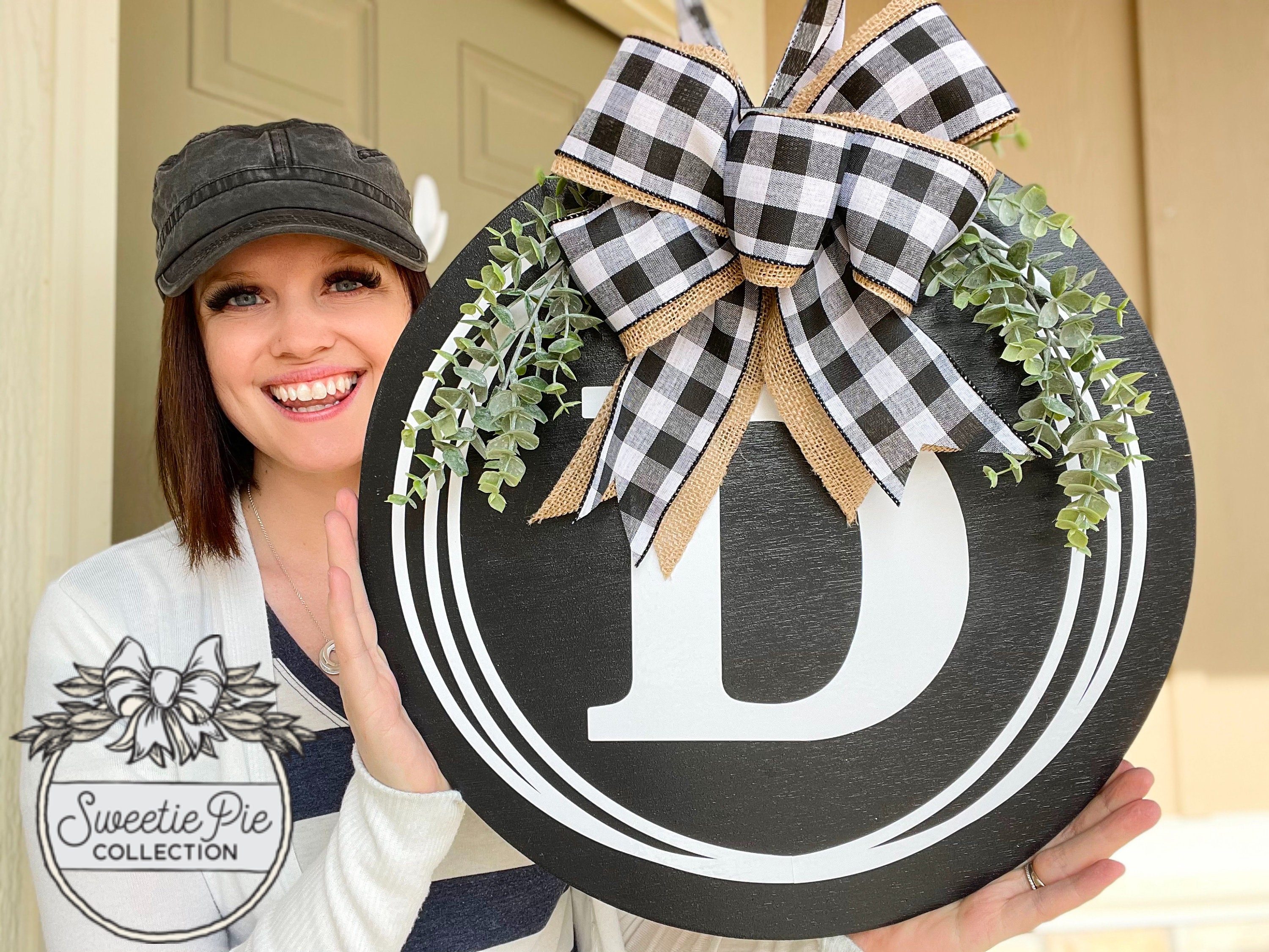 Front Door Decor | Last Name Initial | Door Wreath | Door Hanger | Do…