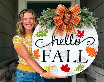 Fall Front Door Decor | Fall Door Hanger | Hello Fall | Fall Decor | Fall Wreath | Fall Door Hanger | Fall Door Wreath | Fall Sign
