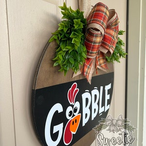 Thanksgiving Front Door Decor Gobble Turkey Front Door Wreath Thanksgiving Door Hanger Thanksgiving Decor Thanksgiving Door Wreath image 8