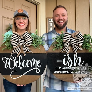 Front Door Decor | Welcome-Ish | Funny | Double Front Door Wreaths | Double Door Set | Door Hangers | Door Wreath | Housewarming Gift