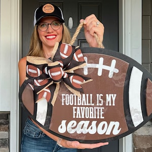 Front Door Decor | Hello Football Season | Football Sign | Football Decor | Football Gift | Football Door Hanger | Football Door Sign